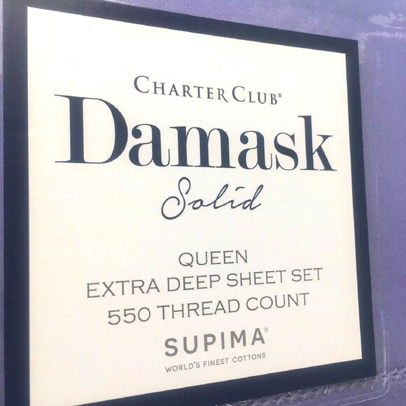 new AMETHYST Charter Club 550TC Cotton QUEEN EXTRA DEEP Sheet Set fits 22" deep - Picture 1 of 8
